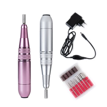 

Pink/Silver Pro Portable Nail Drill Machine For Manicure Electric Nail Cutter 25000rpm 110-240V Metal Easy to Operate Pen Shape