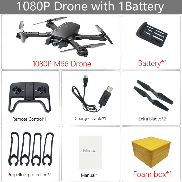 LAUMOX M66 RC Drone with 4K Camera Drone Wide Angle Optical Flow Positioning Gesture Photo Wifi FPV Foldable Quadcopter Vs E58 - Цвет: 1080P 1B FB Black