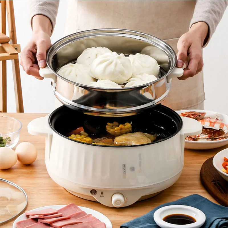 Multifunctional Electric Cooker 220V Heating Pan Cooking Pot Machine Hotpot  Noodles Eggs Soup Steamer Mini Rice Cooker Hot Pot