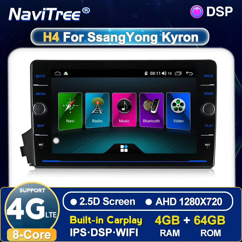 Автомагнитола для Ssang yong Ssangyong Actyon Kyron 2 Din мультимедийный плеер с GPS навигацией 4 Гб