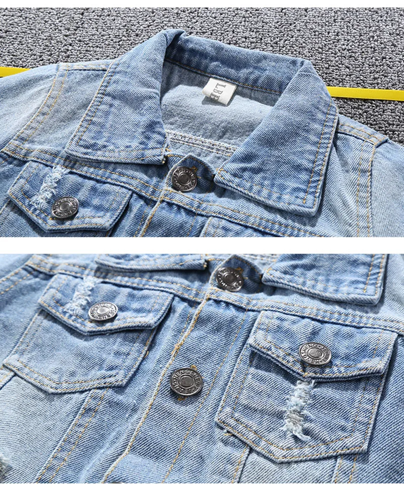 Fashion Children Mickey Denim Jacket Coat New Spring Autumn Kids Fashion Outerwear Boys Girls Hole Cartoon Jeans Coat 2-7Y