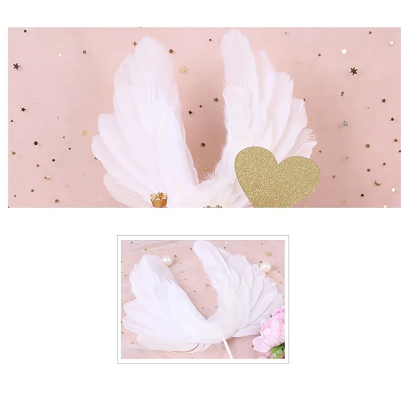 Creative Angel Wing Cake Topper Feather Birthday Cake Topper For Anniversary Wedding Unique Wedding Cake Plugin Cake Decoration