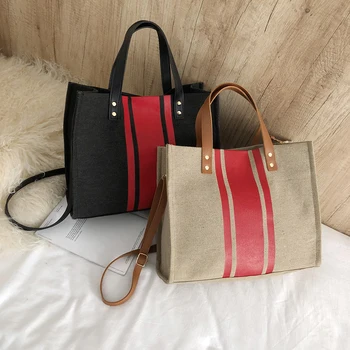 

Vintage Hit Color Women Canvas Shoulder Handbags Crossbody Bag Shopping Tote Ladies Large Capacity Canvas Travel Storage Bags