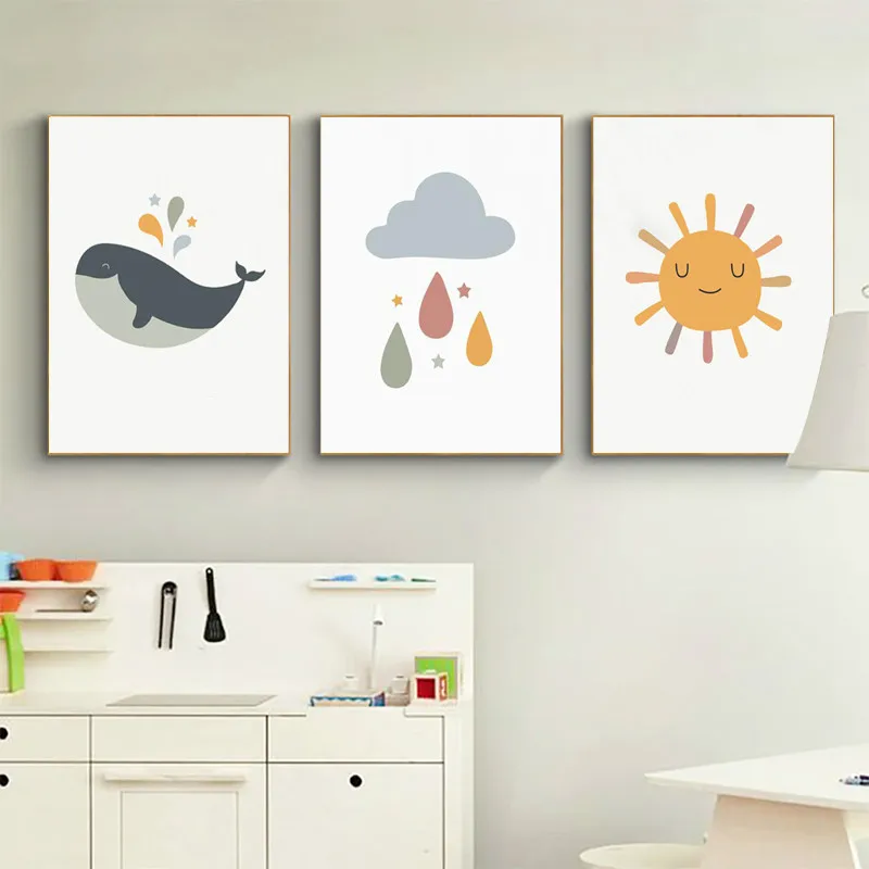 Cartoon-Anima-Sun-Stars-Posters-and-Prints-Moon-Rainbow-Canvas-Prints-Kids-Room-Wall-Art-Decoration (2)