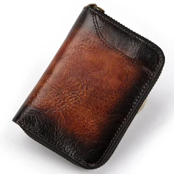 

1 PC Bark Pattern Credit Card Holder Genuine Leather Organ Card Bag Retro Women Men ID Card Holder Purse Clutch Wallet Package