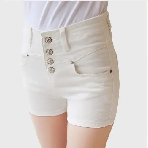2020 Spring High Waist Denim Shorts Women Black Buttons White Short Jeans Female Lifting Hips Slim Trousers for Girl AF693 | Женская