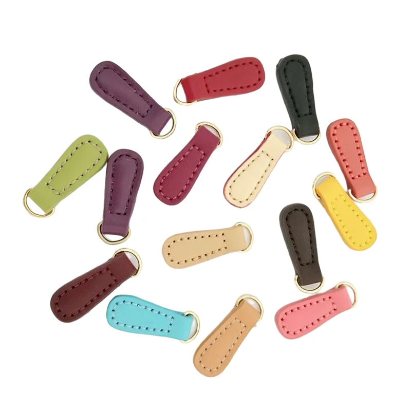 20 Pieces Cowhide Genuine Leather Zip Puller Zipper Pulls Sewing Fastener Slider for Backpack Clothes DIY Zippers Accessories