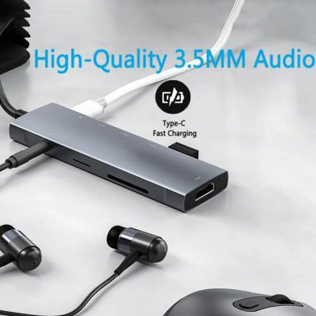 New 3.5mm 9 In 1 Hub Adapter 3 USB C To PD Charging HDMI-compatible Compatible 4K 30Hz USB3.0 Audio TF Card Reader | Электроника