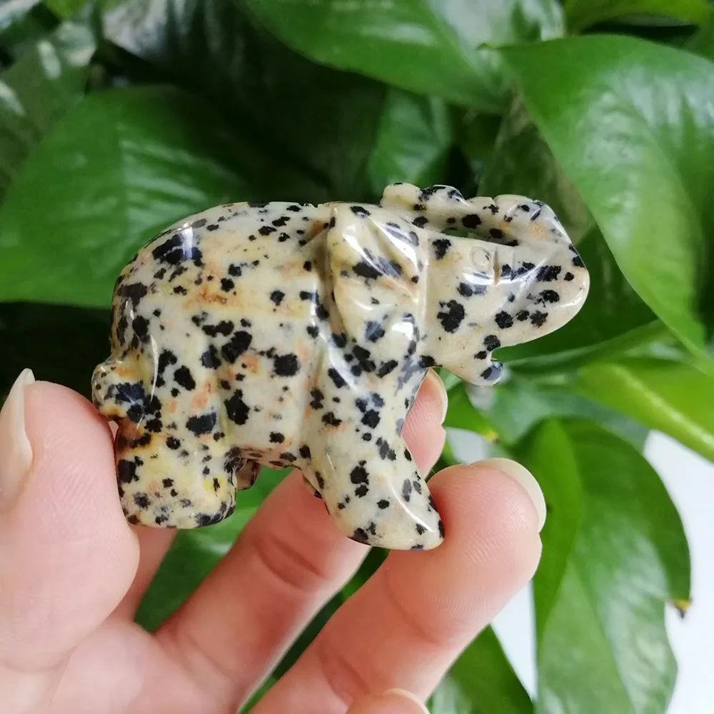 Высокое качество 2 дюймов Dalmation яшма в форме слона камень ручной работы для подарка и домашнего декора ZT