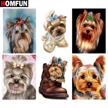 

HOMFUN 5D Diy Diamond Painting Cross Stitch "Animal dog flower" Home Decor Full Rhinestones Inlay Diamond Embroidery