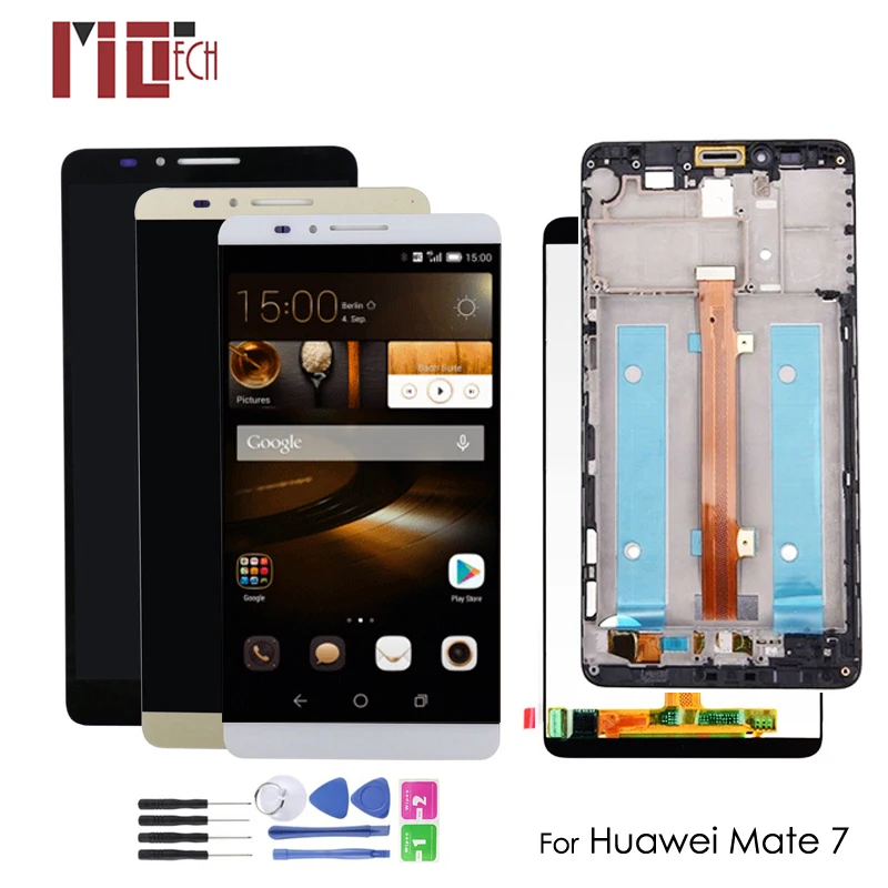 ЖК-дисплей для huawei Ascend mate 7 MT7 L09 MT7-TL10 кодирующий преобразователь сенсорного экрана в сборе Замена Черный Белый Золотой W рамка