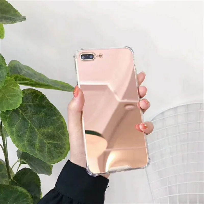 Rose Gold Роскошный макияж зеркало маленькое сердце любви чехол для телефона для iPhone 11 Pro Max XS MAX XR X 8 7 Plus 6 6s Plus чехол задняя крышка Fundas - Цвет: Rose Gold