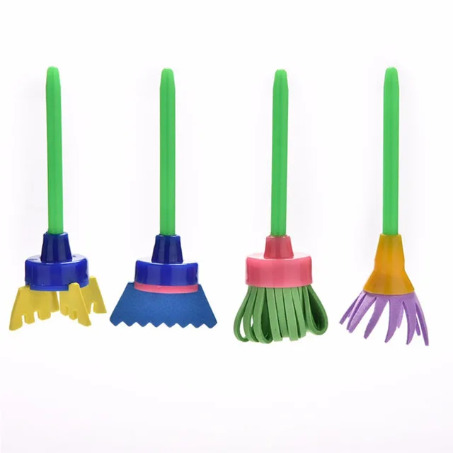 4Pcs/set DIY Sponge Drawing Paint Brushes Graffiti Toys Painting Creative Gift Toys for Children Stamps Toys 3
