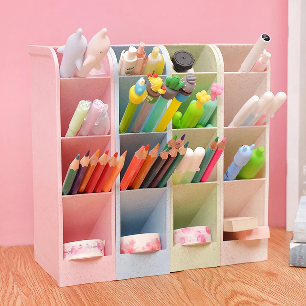 

1pcs Creative Multi-function 4 Grids Desktop Storage Box Office Desk Organize Stationery Pen Holder Cosmetic Storage Supply