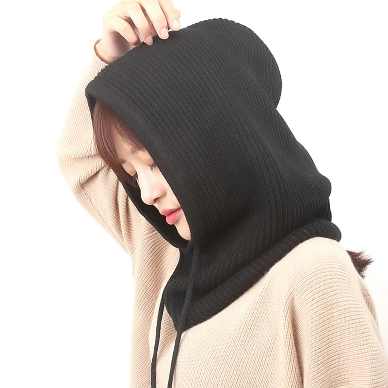 

Autumn and Winter New Cashmere knit cap Collar Hooded Dual-Use paragraph For Men and Women Fashion Wool Warm Cap high quality