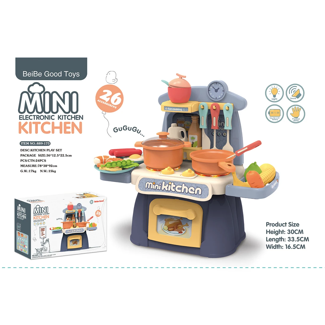 26Pcs ролевые кухонные игрушки кулинарная столешница Playset с огнями звуков-красный