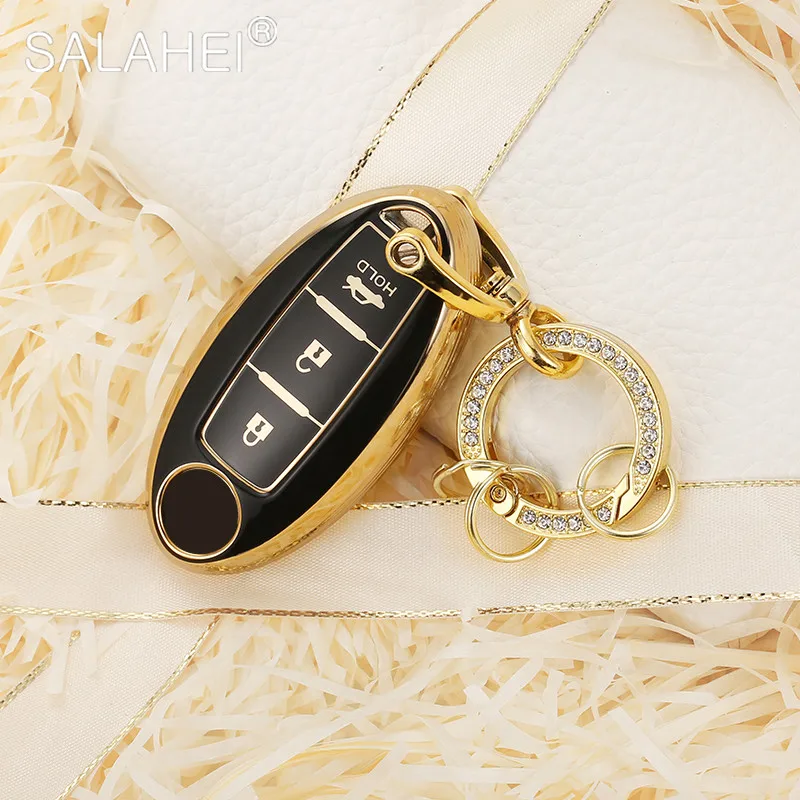 

3 Buttons Car Key Case Key Ring For Nissan TEANA Qashqai Juke Key Bag Cover Protector Fob Car-styling Auto Interior Accessories