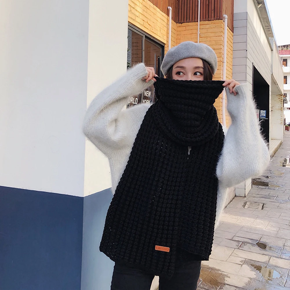 DRESSUUP брендовый женский зимний теплый шарф однотонные длинные шарфы ручной