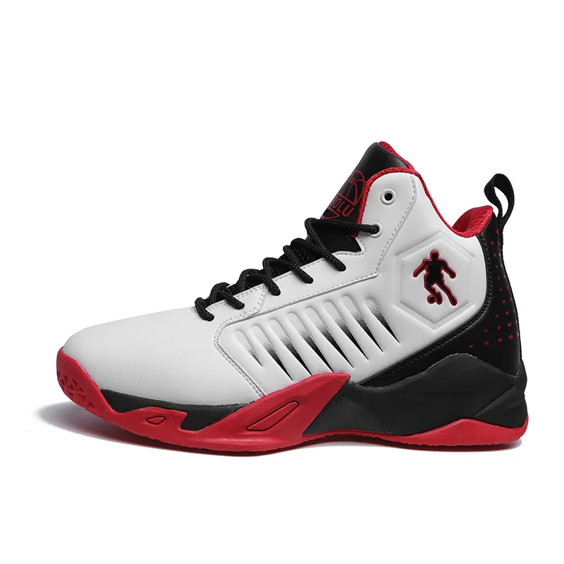 HUMTTO амортизирующие баскетбольные кроссовки Jordan мужские высокие буферические баскетбольные кроссовки Мужские дышащие уличные кроссовки унисекс - Цвет: white and red