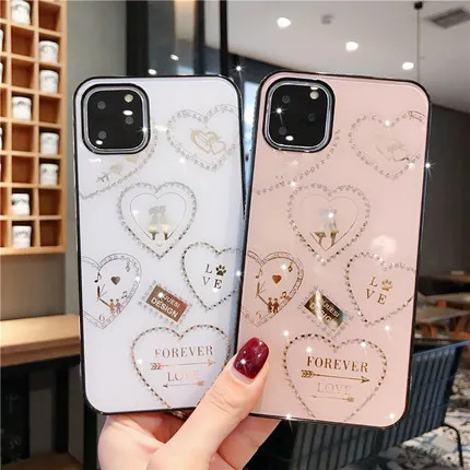 Для Apple iphone 11 pro max чехол роскошный Алмазный Блеск Любовь защитный на заднюю панель
