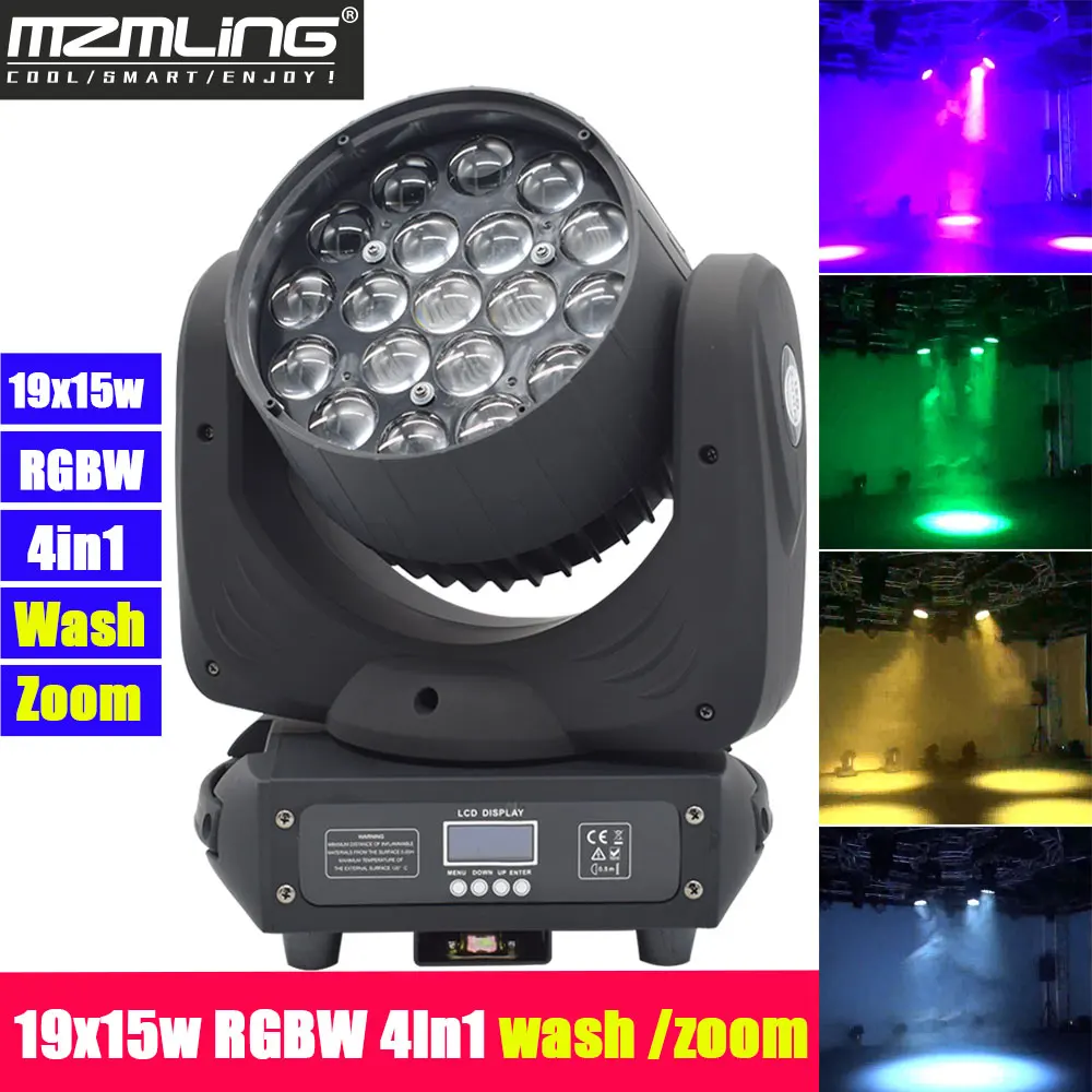 Светодиодный фонарь DMX512 4 в 1 19x15 Вт RGBW движущийся головной свет Профессиональный