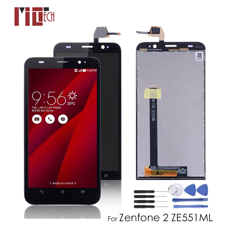 5,5 ''ЖК-дисплей для Asus Zenfone 2 ZE551ML Z00A Z00AD Z00ADB сенсорный экран дигитайзер полная сборка с рамкой черный