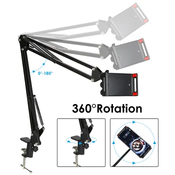 

Long Arm Stand for 6 to 11inch Mobile Phone Tablet 360 Degree Rotation Bed Desk Tablet Mount Holder for iPhone iPad Samsung