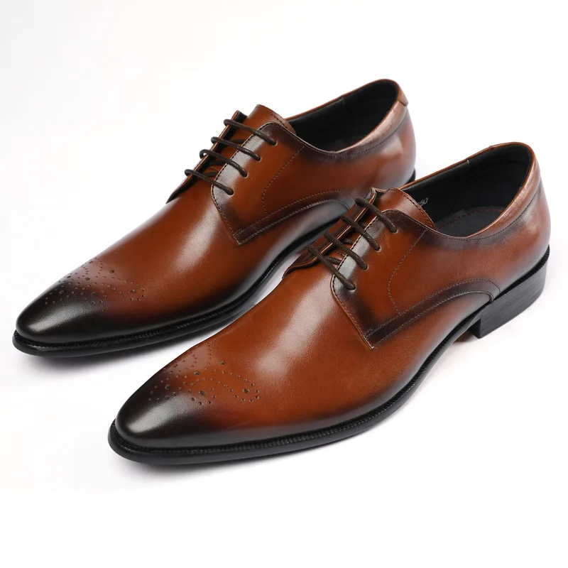 

Men's Leather Shoes Business Formal Wear Pointed Toe Leather Shoes Comfortable Wedding Wear