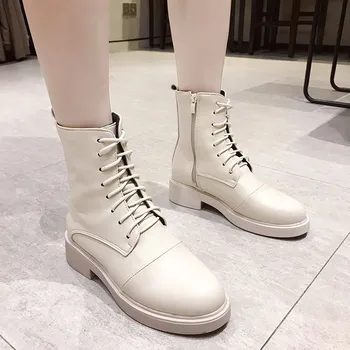 

COOTELILI Platform 2019 Lady Winter Womens Boots Lace-Up Zip Mujer 2019 Shoes Ankle Boots Outdoor Skiing Low Heel Botas