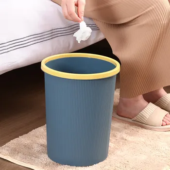 

Trash can simple pressure ring Plastic garbage bin living room kitchen bathroom without cover waste bin paper basket mx9150956
