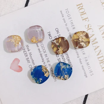 

6 pieces / Square gold leaf pendant pendant pendant handmade diy patch earring accessories