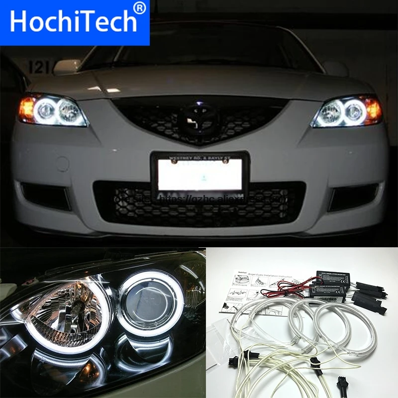 

HochiTech For Mazda 3 mazda3 2002-07 Ultra Bright Day Light DRL CCFL Angel Eyes Demon Eyes Kit Warm White Halo Ring Car-styling