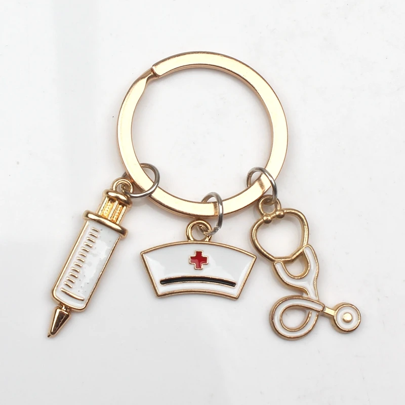 Новые дизайнерские украшения Доктор медицинские инструменты стетоскоп шприц кольцо для ключей Медсестры Медицинский студенческий подарок брелок-сувенир Шарм сумка автомобиль