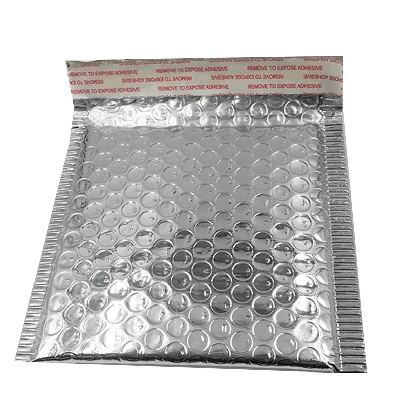 40Pcs Bubble Postage Shipping Bags Envelopes Package Birthdays Bright Surface Gifts Bag 15X13Cm+4Cm - Color: Silver