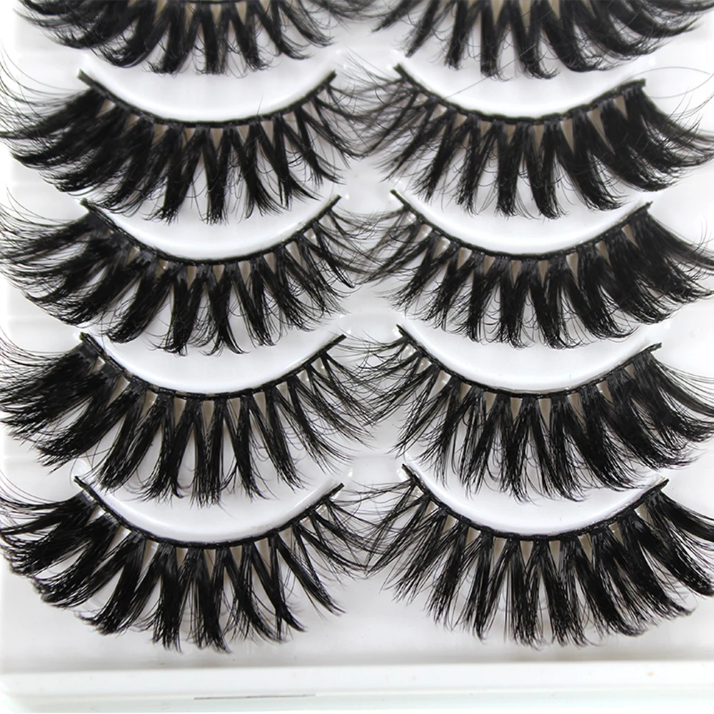 

Credevtop New 5 pairs 3D Handmade Fake Eyelashes Natural Long Thick Daily Makeup Thick Cross Eyelashes Eye Lashes Extension