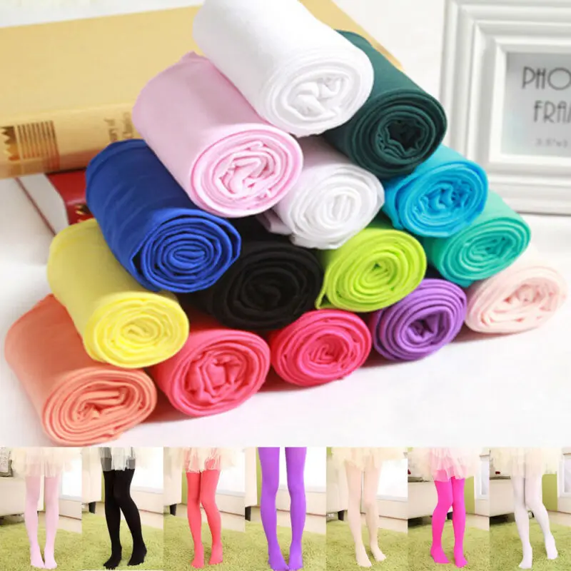 Kids Girls Candy Colors Tights Pantyhose Hosiery Stockings Ballet Dance Stockings 4-12Y