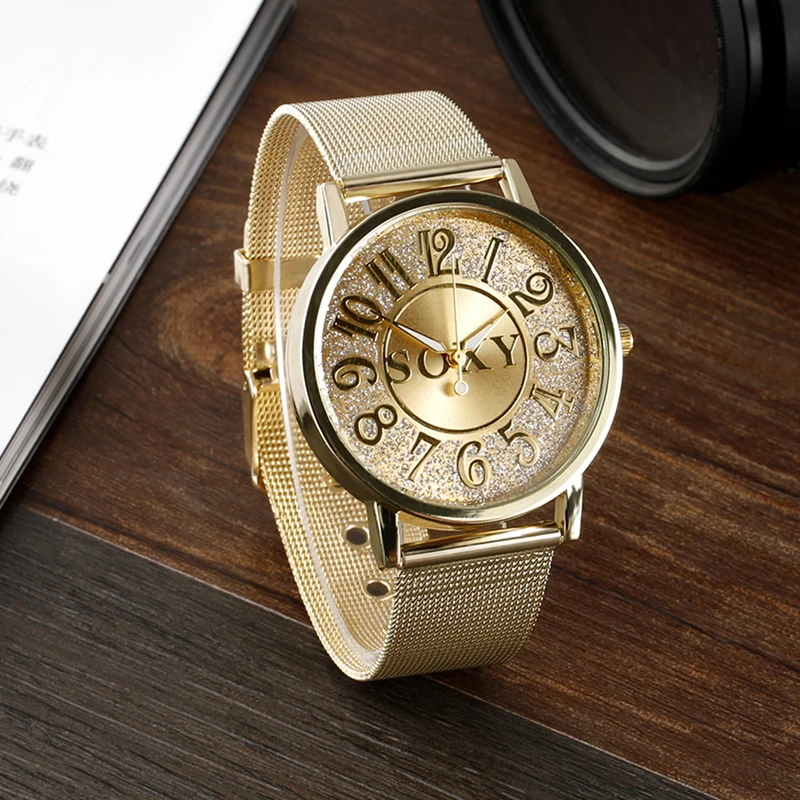 

New Top Luxury Brand Men's Watches SOXY Gold Man Watch High Quality Stainless Steel watch Ultra Thin Alloy Case Analog Watch