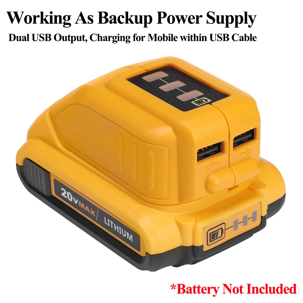Для DEWALT 14 4 В 18 в/20 в максимальный источник питания USB DCB090 литий ионный аккумулятор