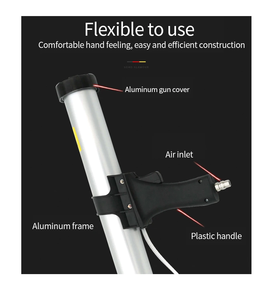 Pistolet à calfeutrer en silicone avec tube en aluminium de 600ml avec aiguille
