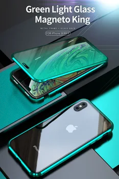 

New Generation Tempered Glass Magnetic Full Cover Case for Iphone 6 6s 7 8 plus xs max Green Light Eye Protection technology