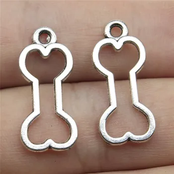 

WYSIWYG 20pcs Charms Hollow Dog Bone 25x11mm Tibetan Bronze Silver Color Pendants Antique Jewelry Making DIY Handmade Craft