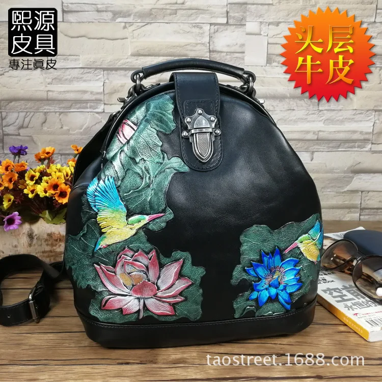 

Entirely Handmade Rub Color WOMEN'S Bag Full-grain Leather Genuine Leather Hand-Painted Fashion One-Shoulder Handbag Backpack Th