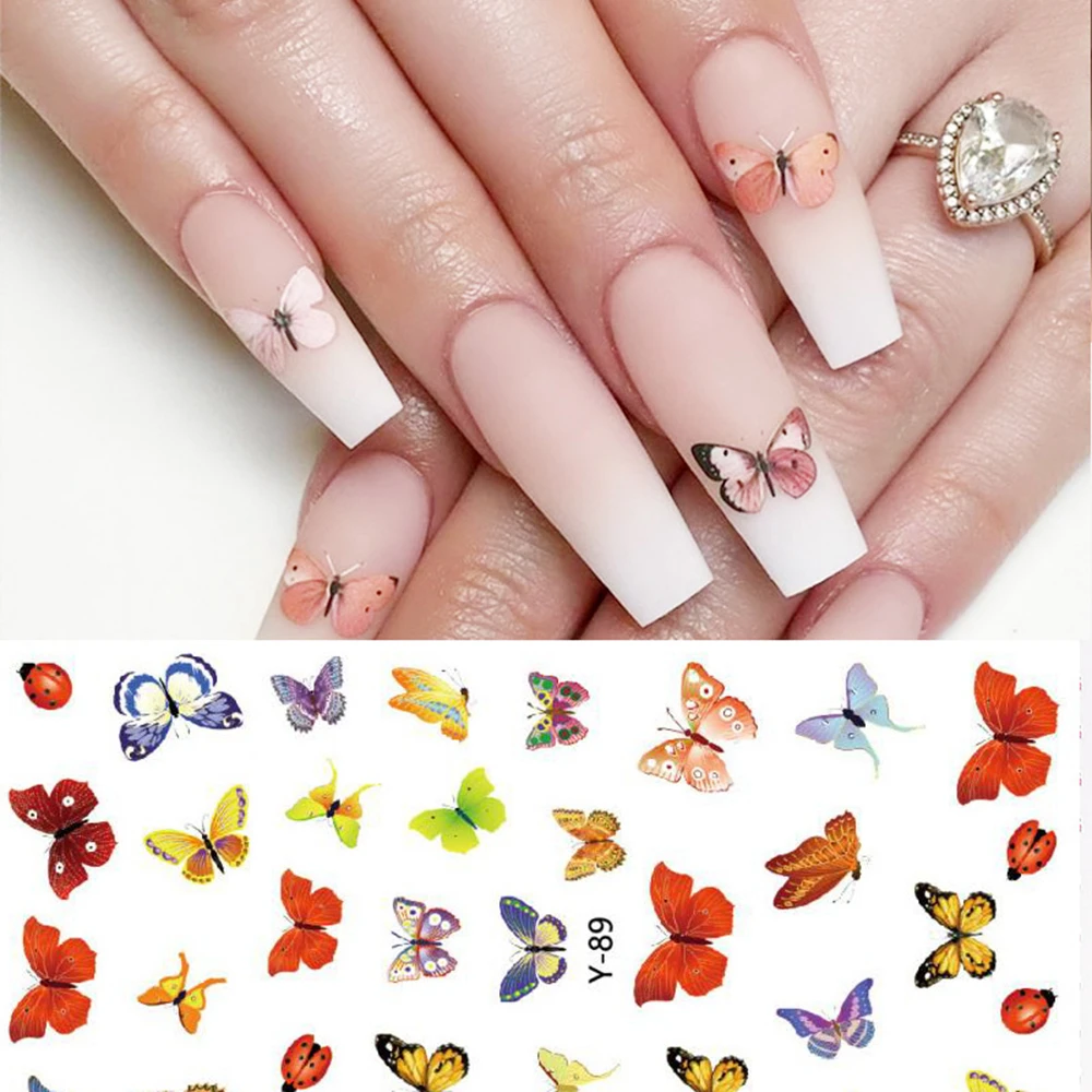 新到着 3d 30 個蝶ネイルステッカー水転写デカールマニキュアネイルアートの装飾 Stickers Decals Aliexpress