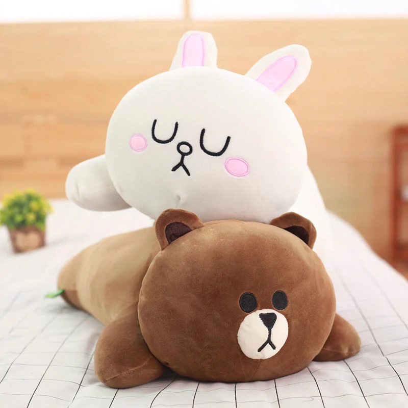 

Brown bear and cony rabbit plush toy brown pillow toy lovely Cartoon doll for girlfriend birthday and gift for Children present