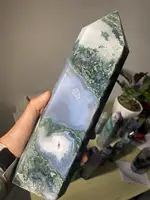 Natural large moss agate crystal tower natural crystal wand Reiki healing 2