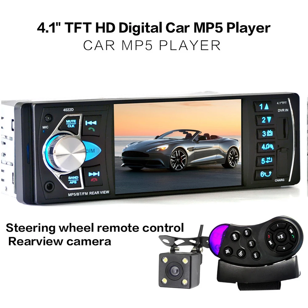 4022D Aux TF MP5 плеер мультимедийный аудио Bluetooth Универсальный USB автомобильный Радио FM прочный Видео Стерео 4,1 дюймов экран