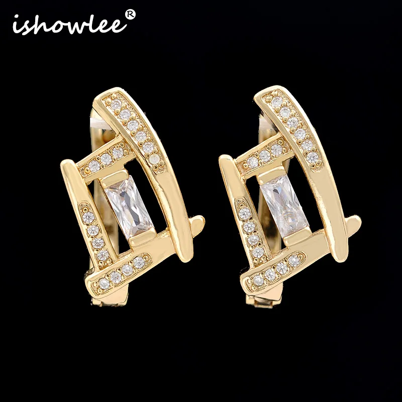 Gold Pave Christmas Geometric Stud Earrings for Women CZ Cubic Zirconia Elegant Dainty Earring 2020 Fashion Luxury Jewelry esd19 | Украшения