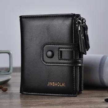 

Men Wallet Brand Wallet Double Zipper&Hasp Design Small Wallet Male High Quality Short Card Holder Coin Purse Carteira