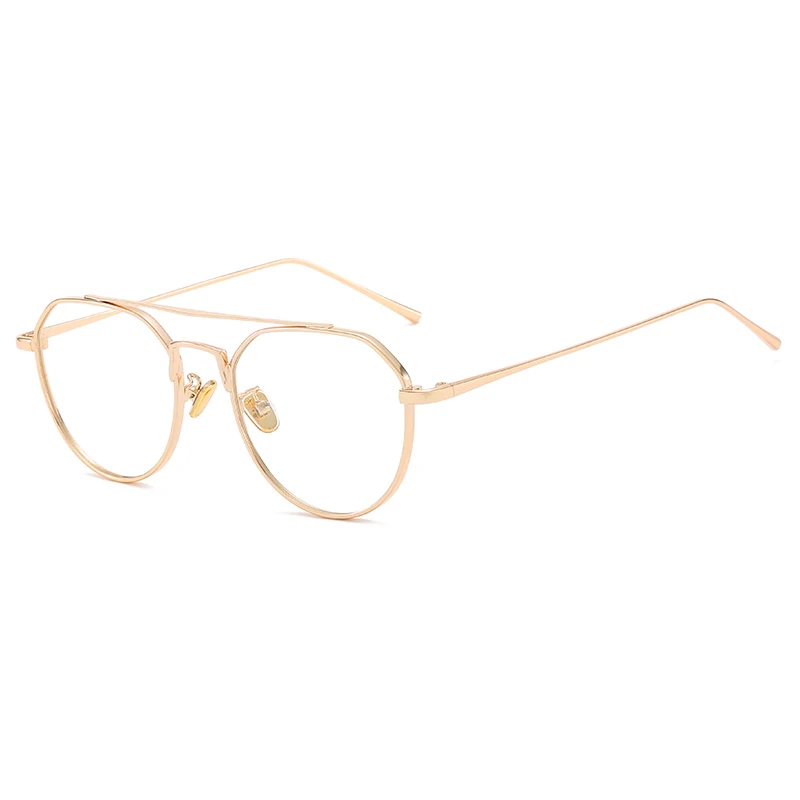 Golden Clear SHAUNA, Ретро стиль, женские солнцезащитные очки, Ретро стиль, сплав, оправа, Двойные мосты, модные мужские очки, оправа для очков - Цвет линз: Golden Clear