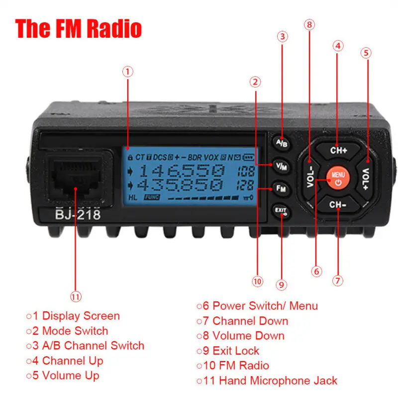 Мини-Автомобильный fm-радио приемопередатчик рация VHF UHF двухдиапазонный стабильный сигнал прочный и практичный в использовании